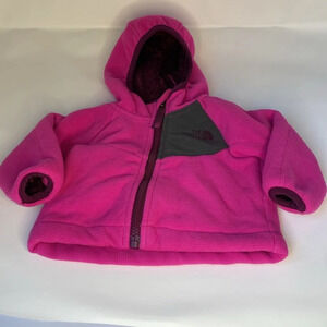 Infant North Face Jacket Lined Pink‎ and Purple Size 0-3M Hooded Outerwear Coat